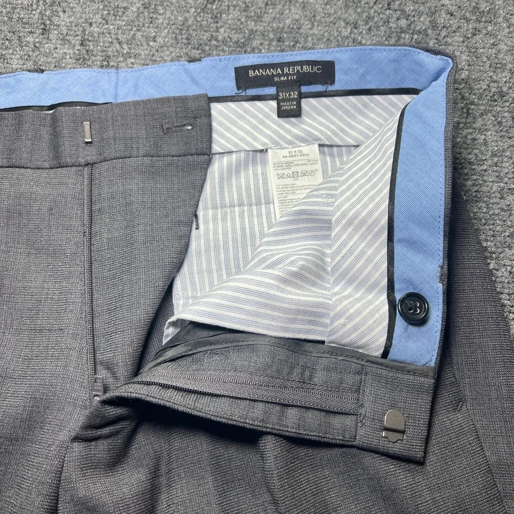 Banana Republic Slim Fit Charcoal Gray 100% Wool Dress Pants 31x32 175360-00